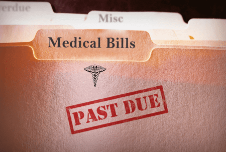 medical bills file stamped "past due"